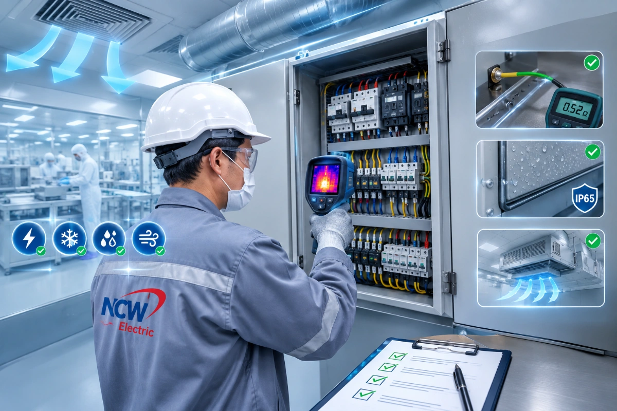 การตรวจรับรองระบบไฟฟ้าประจำปีสำหรับโรงงานผลิตที่มีระบบห้องสะอาด (Cleanroom) และระบบปรับอากาศควบคุมความชื้น